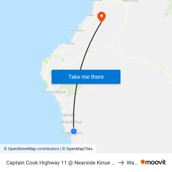 Captain Cook Highway 11 @ Nearside Kinue Road (Across Rodney Yano Memorial Hall) to Waikoloa map