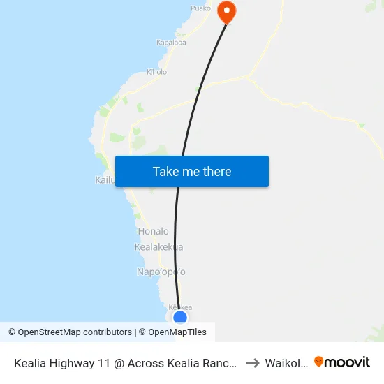 Kealia Highway 11 @ Across Kealia Ranch Store to Waikoloa map