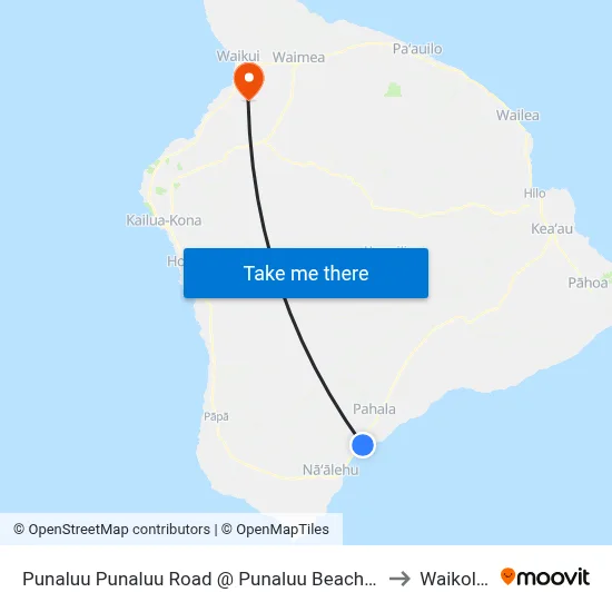 Punaluu Punaluu Road @ Punaluu Beach Park to Waikoloa map