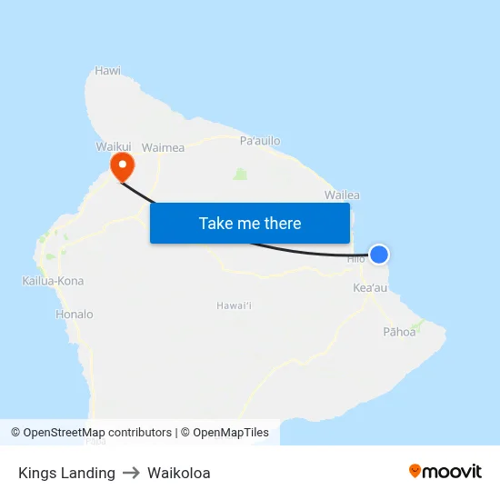 Kings Landing to Waikoloa map