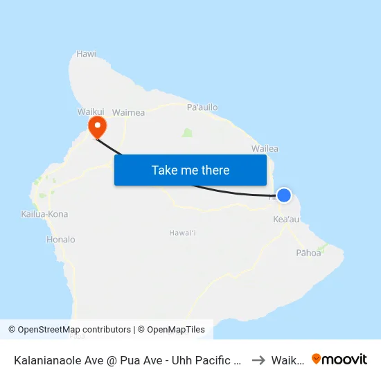 Kalanianaole Ave @ Pua Ave - Uhh Pacific Aquaculture Center to Waikoloa map