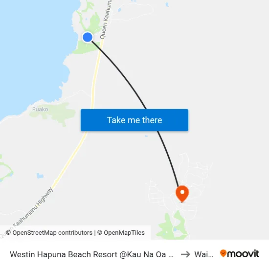 Westin Hapuna Beach Resort @Kau Na Oa Dr (Employee Parking Area) to Waikoloa map