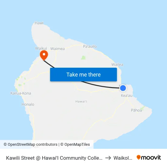 Kawili Street @ Hawai'I Community College to Waikoloa map