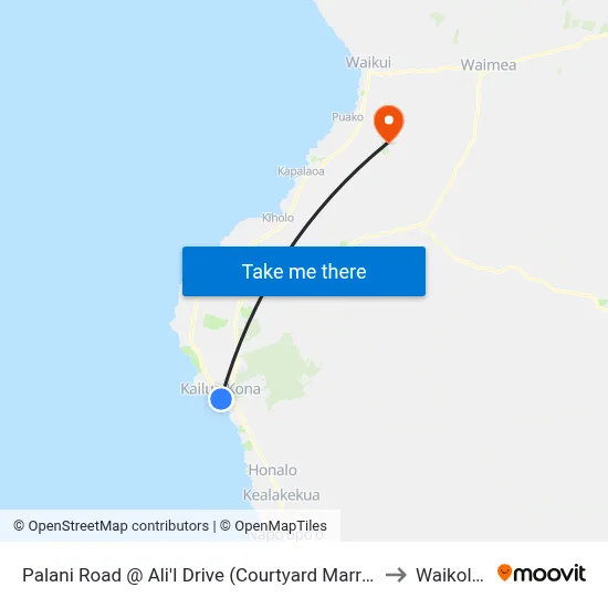 Palani Road @ Ali'I Drive (Courtyard Marriott) to Waikoloa map