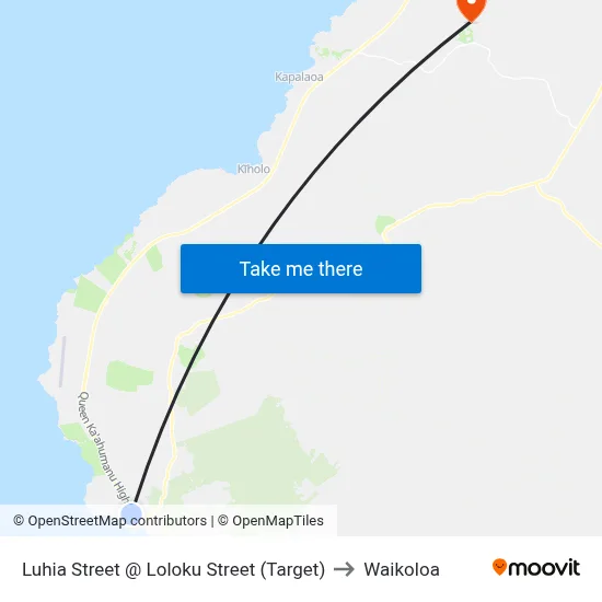 Luhia Street @ Loloku Street (Target) to Waikoloa map