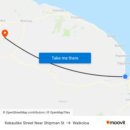 Kekaulike Street Near Shipman St to Waikoloa map