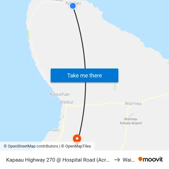 Kapaau Highway 270 @ Hospital Road (Across King Kamehameha Statue) to Waikoloa map
