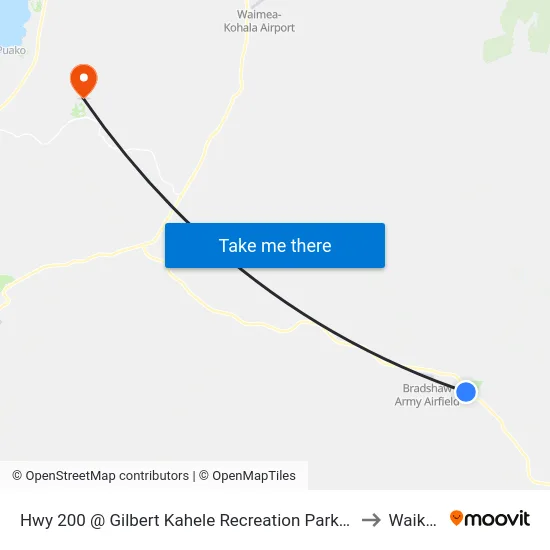 Hwy 200 @ Gilbert Kahele Recreation Park (At Flag Poles) to Waikoloa map