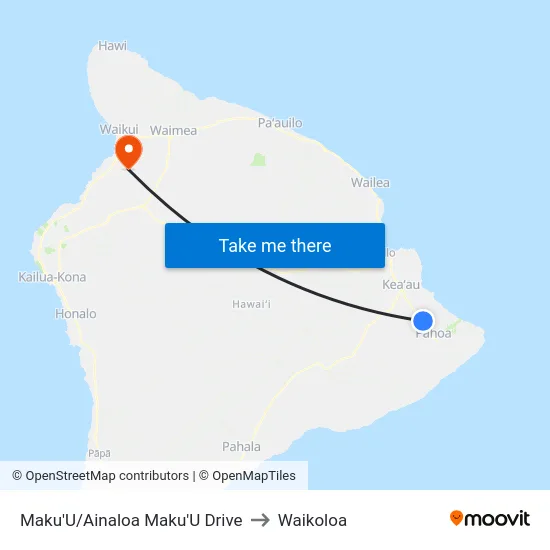 Maku'U/Ainaloa Maku'U Drive to Waikoloa map