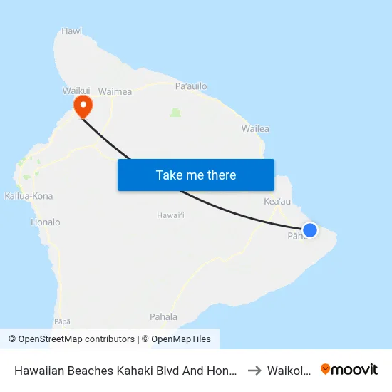 Hawaiian Beaches Kahaki Blvd And Honu St to Waikoloa map