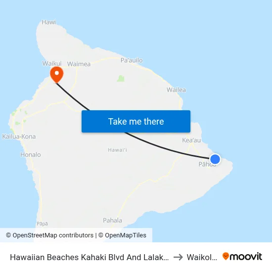 Hawaiian Beaches Kahaki Blvd And Lalakea St to Waikoloa map