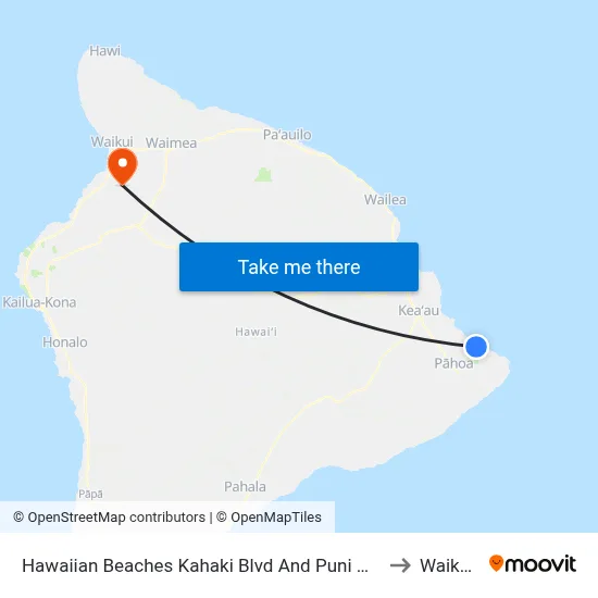 Hawaiian Beaches Kahaki Blvd And Puni Makai Loop S to Waikoloa map