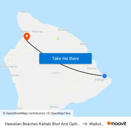 Hawaiian Beaches Kahaki Blvd And Opihi St to Waikoloa map