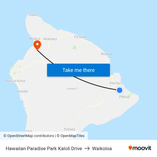 Hawaiian Paradise Park Kaloli Drive to Waikoloa map