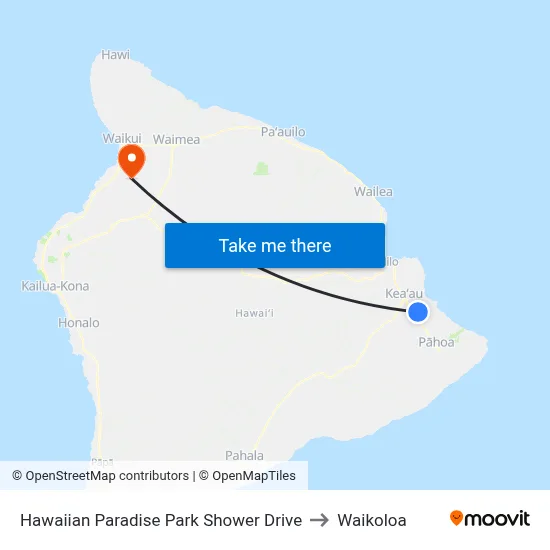 Hawaiian Paradise Park Shower Drive to Waikoloa map
