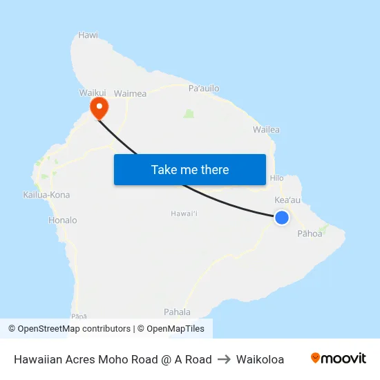 Hawaiian Acres Moho Road @ A Road to Waikoloa map