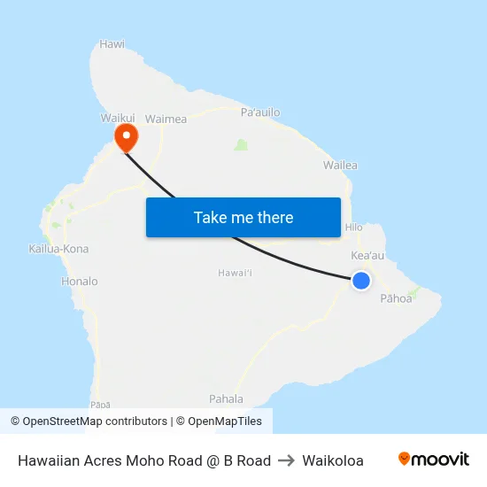 Hawaiian Acres Moho Road @ B Road to Waikoloa map