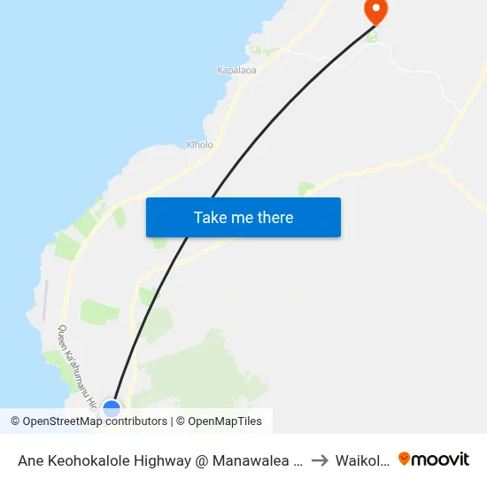 Ane Keohokalole Highway @ Manawalea Street to Waikoloa map
