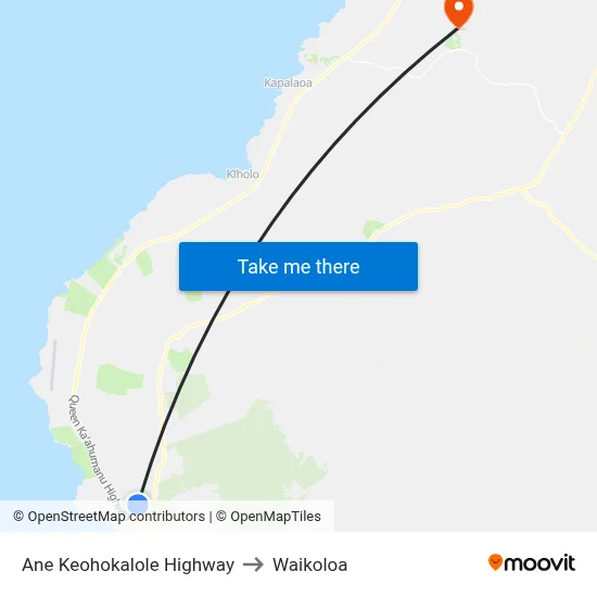 Ane Keohokalole Highway to Waikoloa map