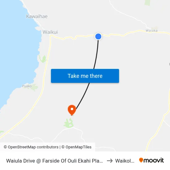 Waiula Drive @ Farside Of Ouli Ekahi Place to Waikoloa map