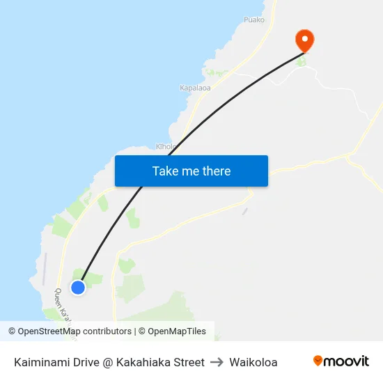 Kaiminami Drive @ Kakahiaka Street to Waikoloa map