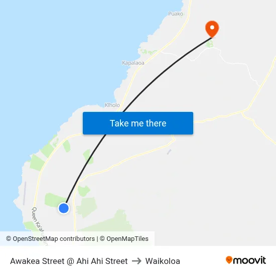 Awakea Street @ Ahi Ahi Street to Waikoloa map