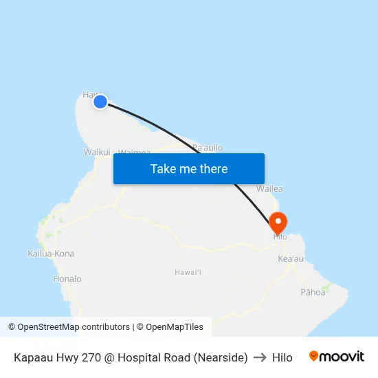 Kapaau Hwy 270 @ Hospital Road (Nearside) to Hilo map