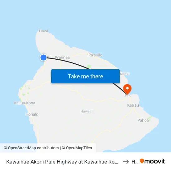 Kawaihae Akoni Pule Highway at Kawaihae Road Intersection (Ocean Sports) to Hilo map