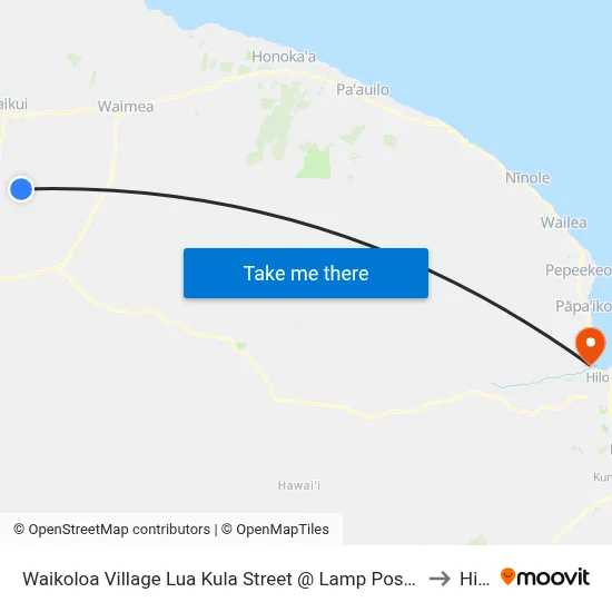 Waikoloa Village Lua Kula Street @ Lamp Post 22 to Hilo map