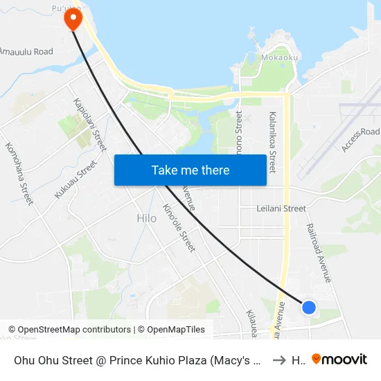 Ohu Ohu Street @ Prince Kuhio Plaza (Macy's Men's Children & Home) to Hilo map