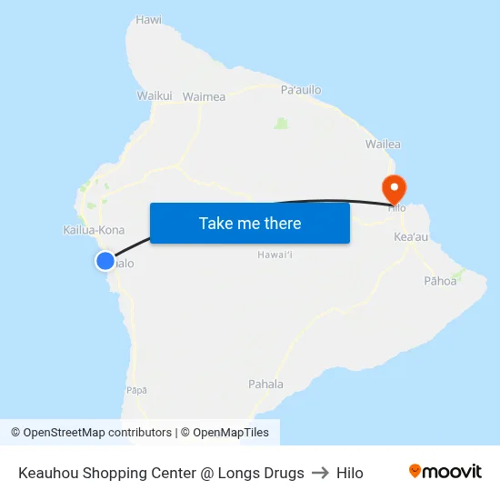 Keauhou Shopping Center @ Longs Drugs to Hilo map