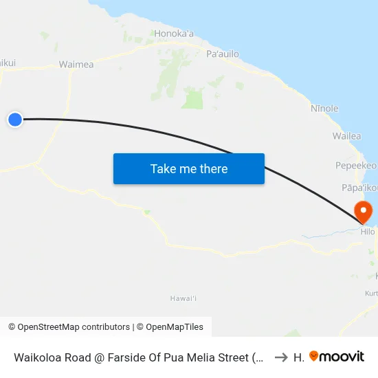 Waikoloa Road @ Farside Of Pua Melia Street (Across Waikoloa Village Highlands Shopping Center) to Hilo map