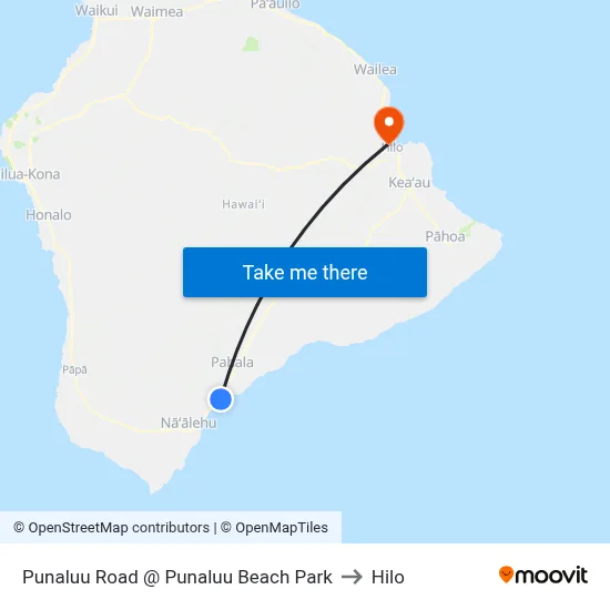 Punaluu Road @ Punaluu Beach Park to Hilo map