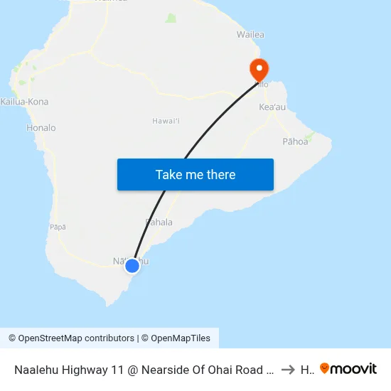 Naalehu Highway 11 @ Nearside Of Ohai Road (Across Naelehu Elementary) to Hilo map