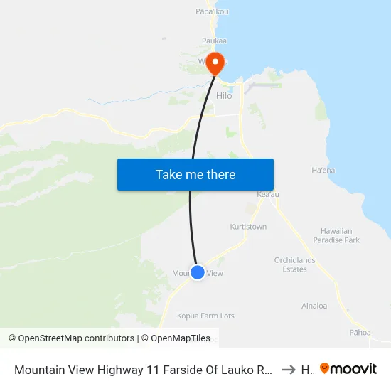 Mountain View Highway 11 Farside Of Lauko Road (Frankie's Pizza/Gas Station) to Hilo map