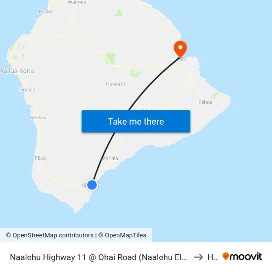 Naalehu Highway 11 @ Ohai Road (Naalehu Elementary School) to Hilo map