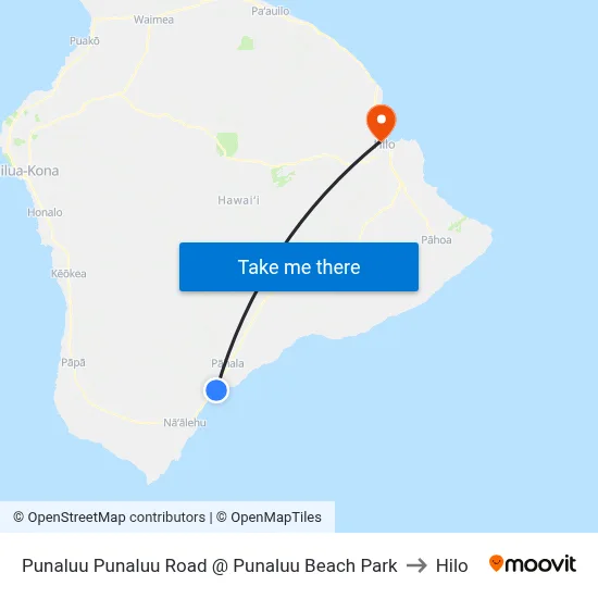 Punaluu Punaluu Road @ Punaluu Beach Park to Hilo map