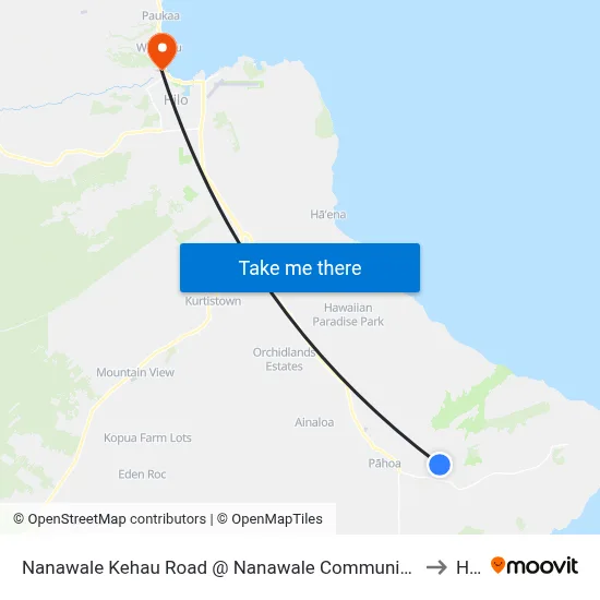 Nanawale Kehau Road @ Nanawale Community Association to Hilo map