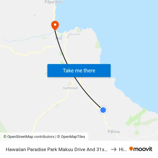 Hawaiian Paradise Park Makuu Drive And 31st Ave to Hilo map