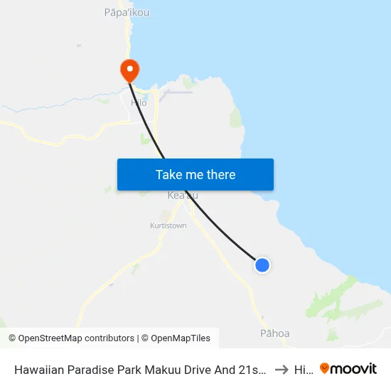 Hawaiian Paradise Park Makuu Drive And 21st Ave to Hilo map