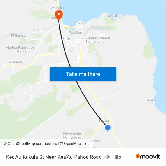 Kea'Au Kukula St Near Kea'Au-Pahoa Road to Hilo map