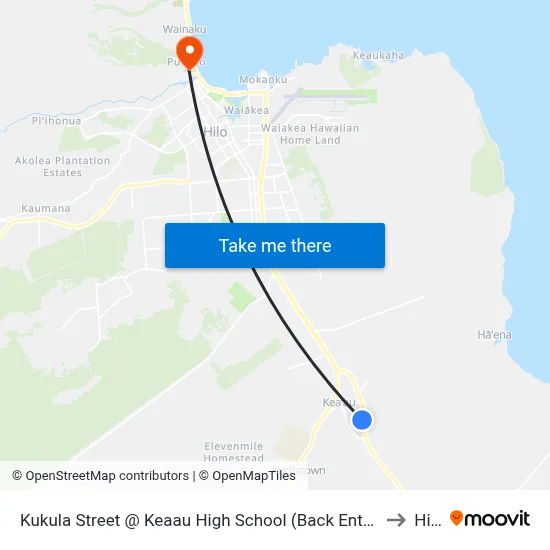 Kukula Street @ Keaau High School (Back Entrance) to Hilo map