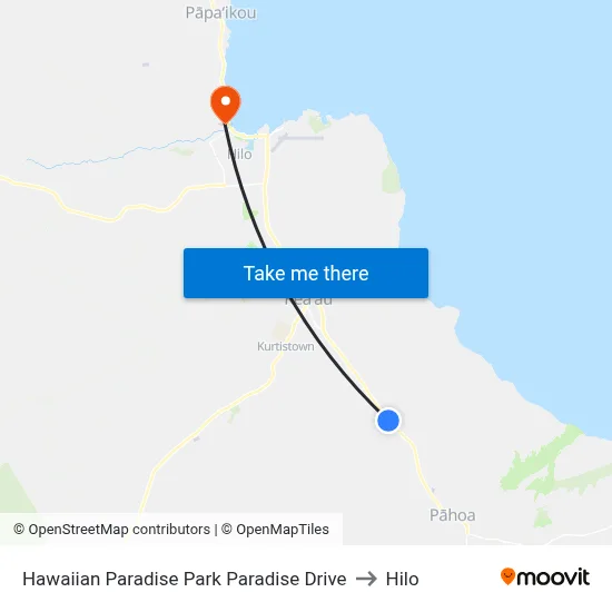 Hawaiian Paradise Park  Paradise Drive to Hilo map