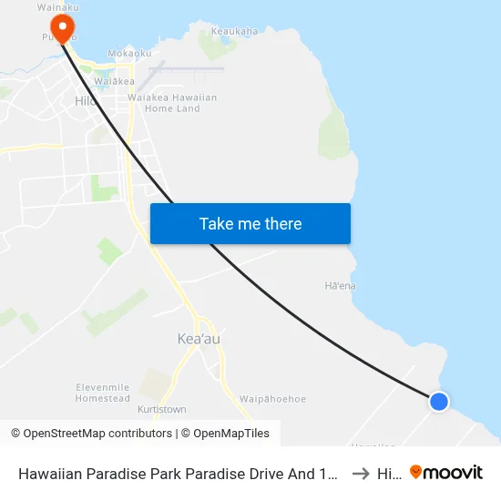 Hawaiian Paradise Park Paradise Drive And 1st Ave to Hilo map