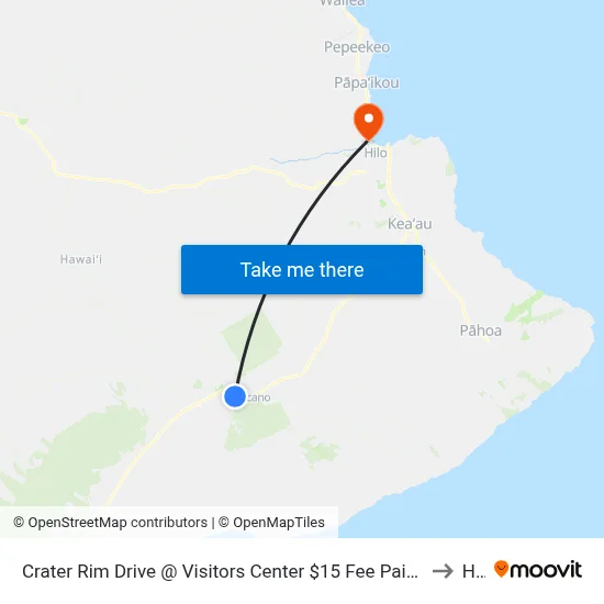 Crater Rim Drive @ Visitors Center $15 Fee Paid To the Park Required to Hilo map