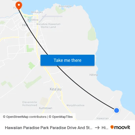 Hawaiian Paradise Park Paradise Drive And 5th Ave to Hilo map