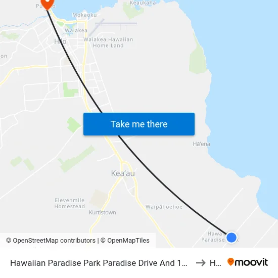 Hawaiian Paradise Park Paradise Drive And 14th Ave to Hilo map