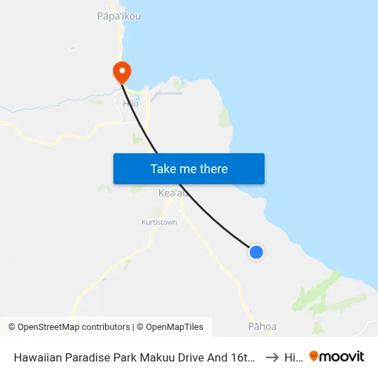Hawaiian Paradise Park Makuu Drive And 16th Ave to Hilo map