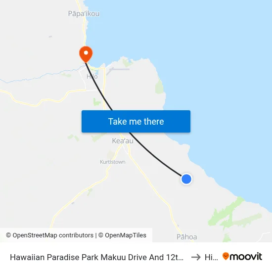 Hawaiian Paradise Park Makuu Drive And 12th Ave to Hilo map