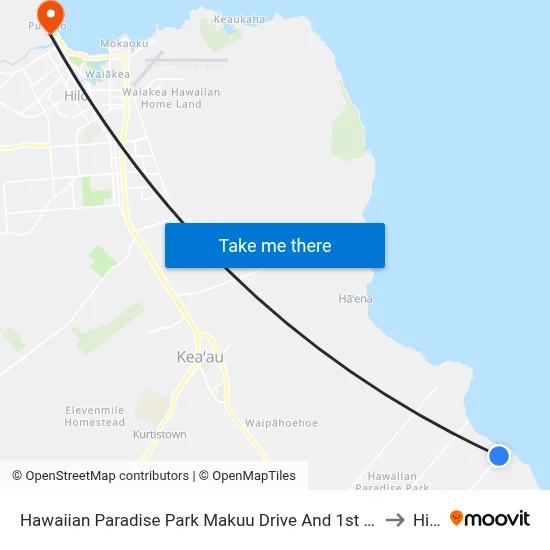 Hawaiian Paradise Park Makuu Drive And 1st Ave to Hilo map